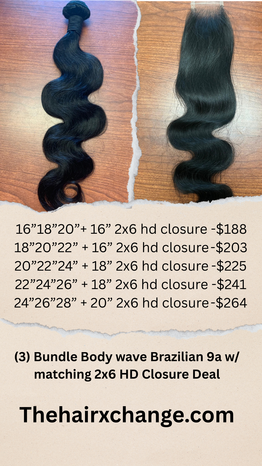 Brazilian Bundles with 2x6 hd closure Deal
