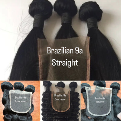 (3) Brazilian 9a Bundle HD Closure Deal