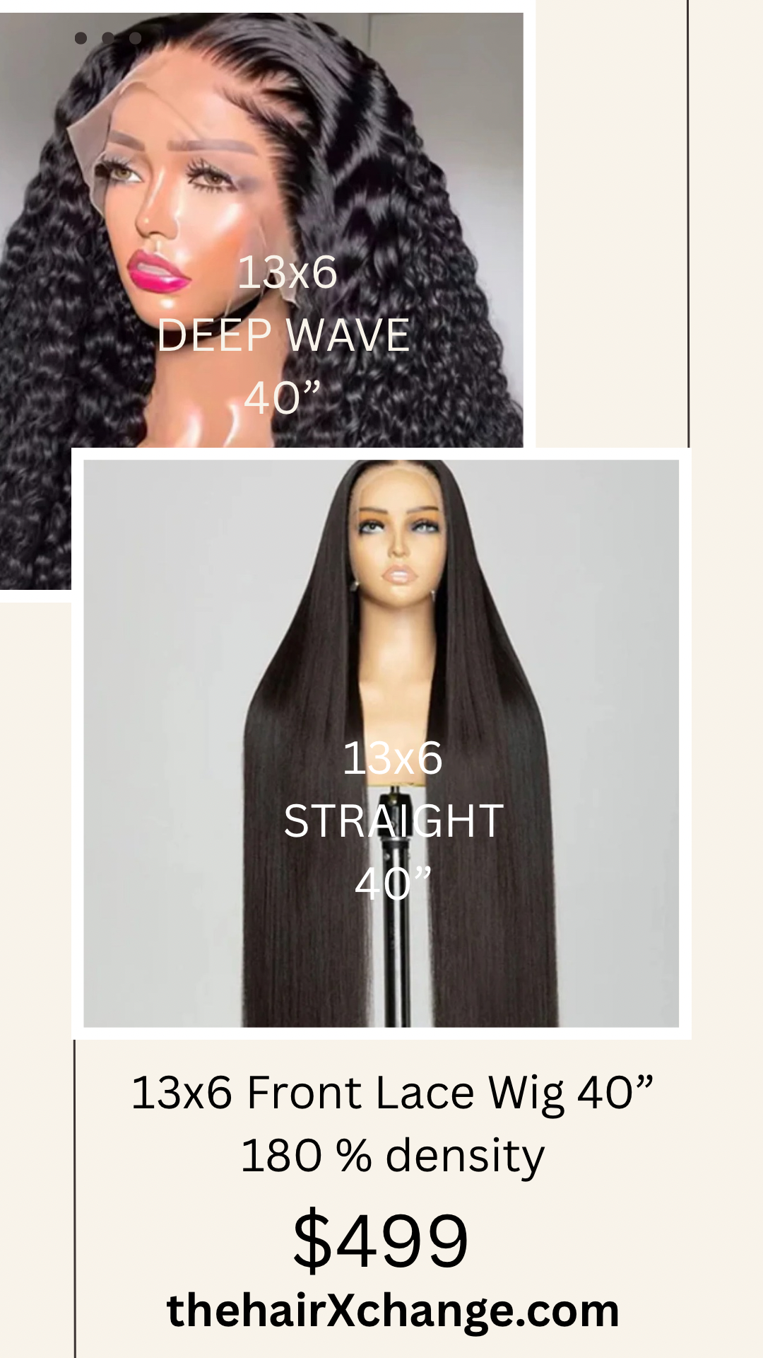 40” 13x6 Front lace Wigs 180% Density