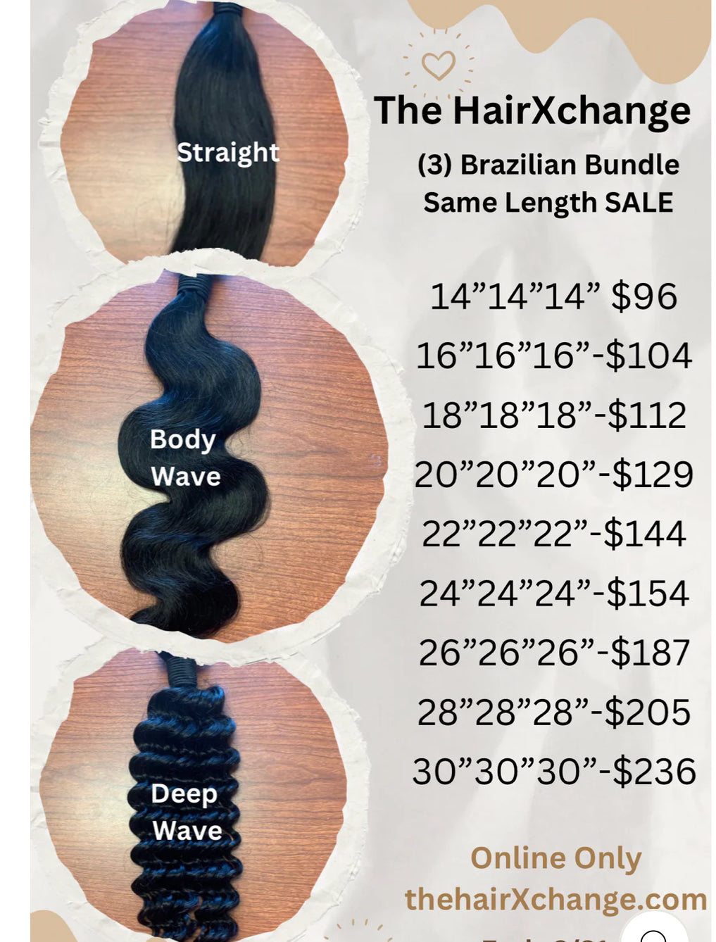 (3) Brazilian Bundle Same Length Deal