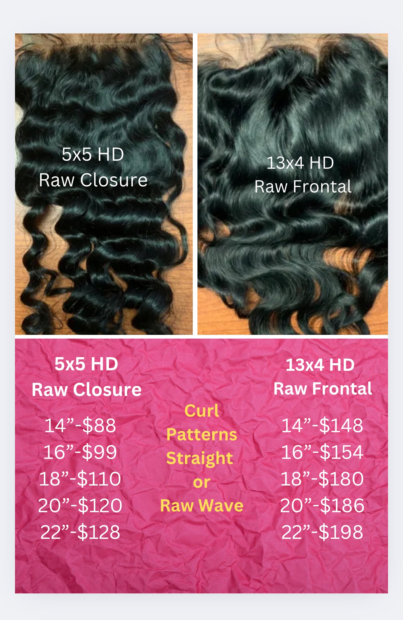 Raw Frontal and closures