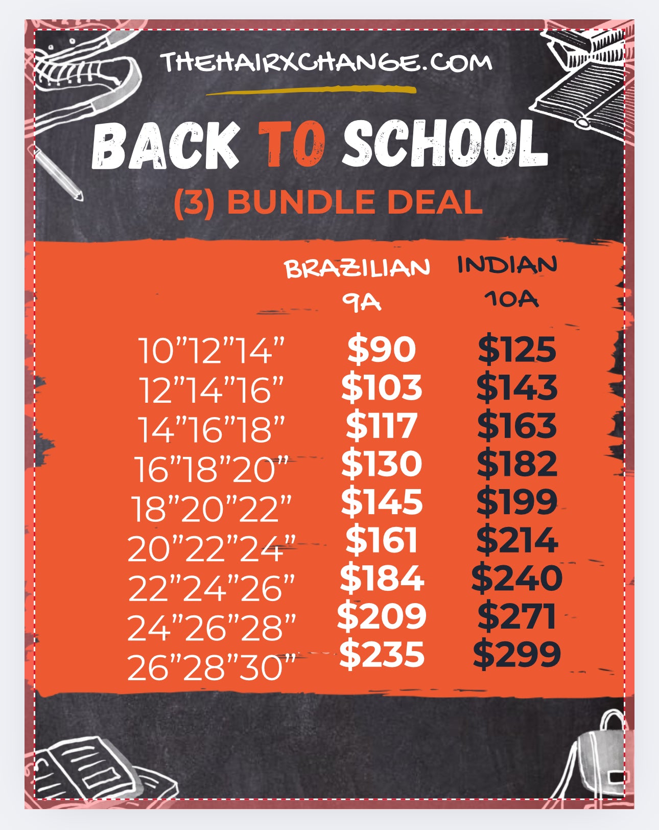(3) Bundle Brazilian or Indian Back to School Sale