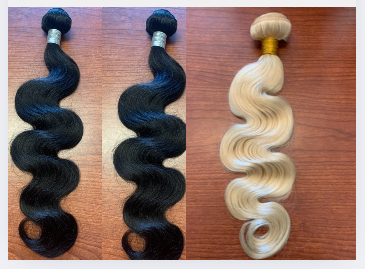 (2) Indian body wave (1) Blonde Body wave Bundle deal
