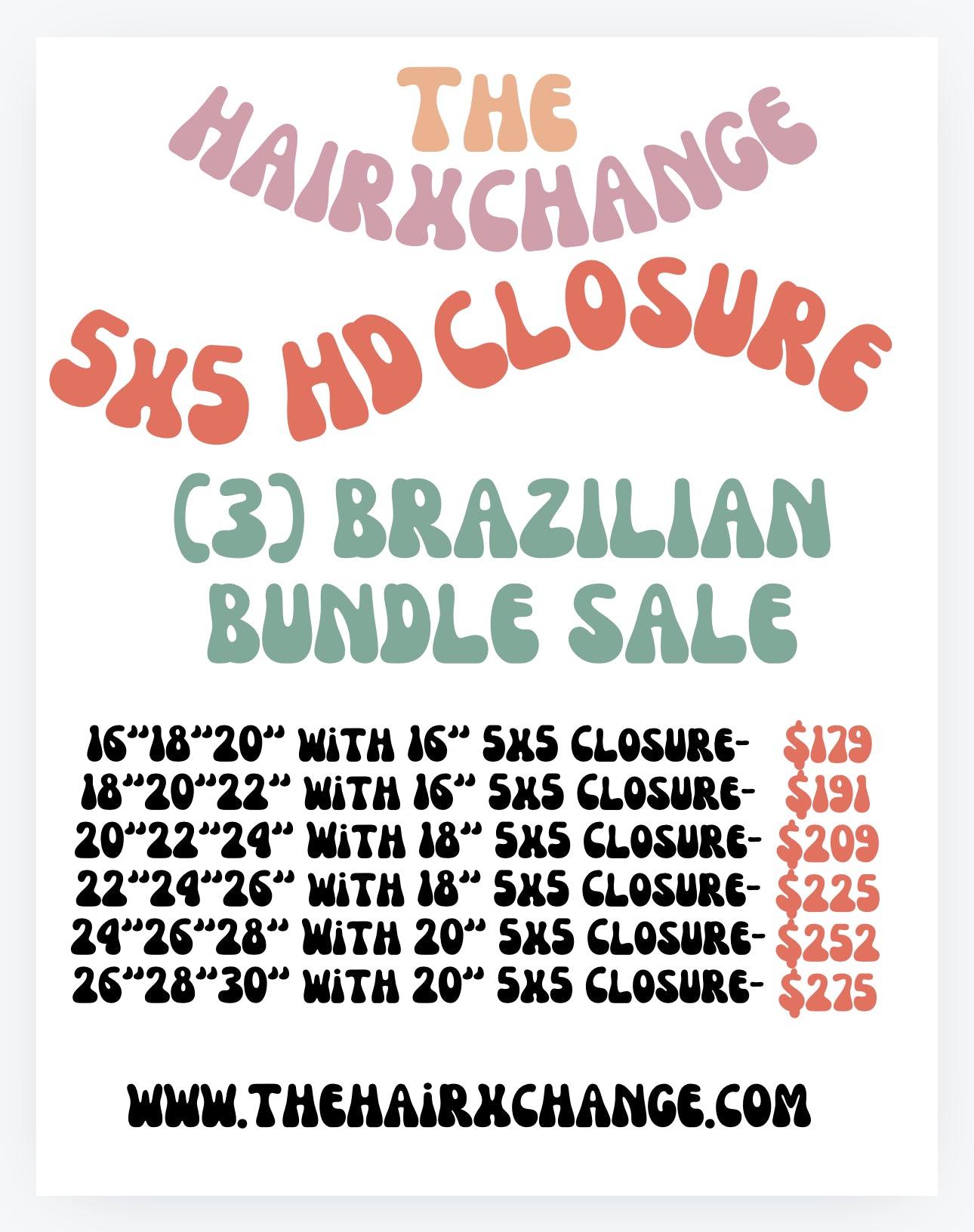 5x5 Closure (3) Bundle Deal